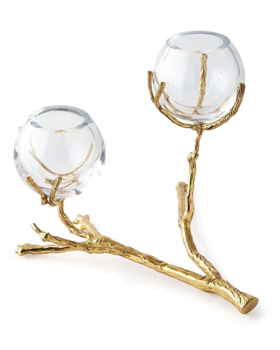 Twig Brass Two-Vase Holder